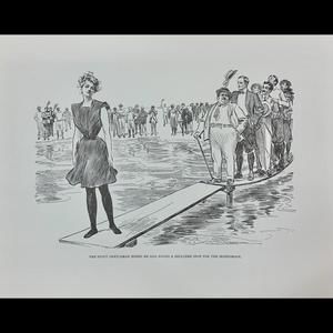 The Stout Gentleman Hoped He Had Found…Vtg Print By Charles Gibson